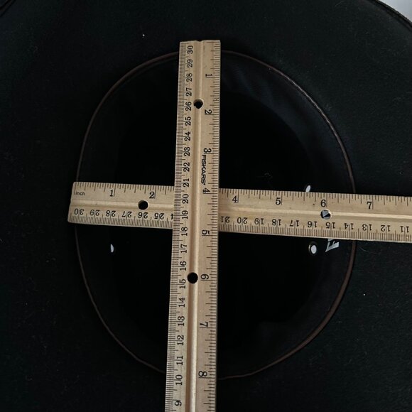 Frye Black Wool Western Cowboy Hat With Brown Leather Band Unisex - Picture 8 of 9